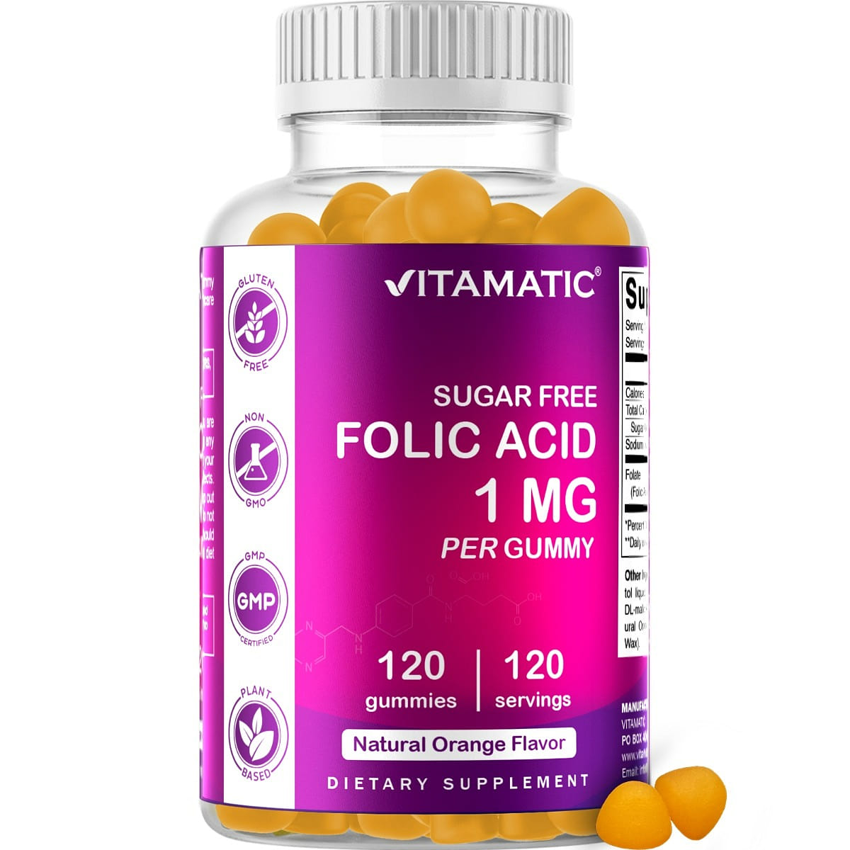 Sugar Free Folic Acid 1 mg – 120 Gummies 1 each