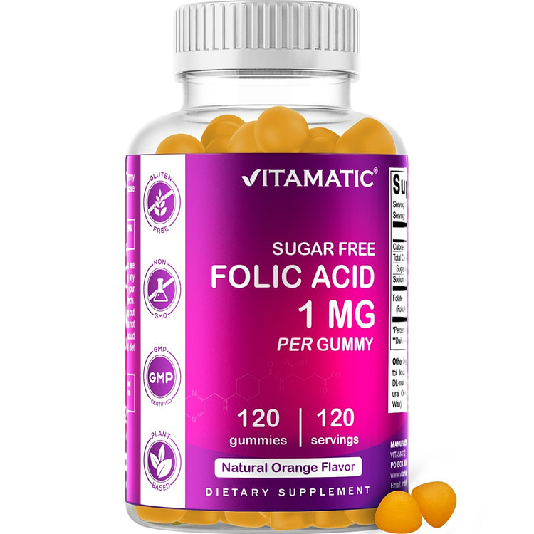 Sugar Free Folic Acid 1 mg - 120 Gummies