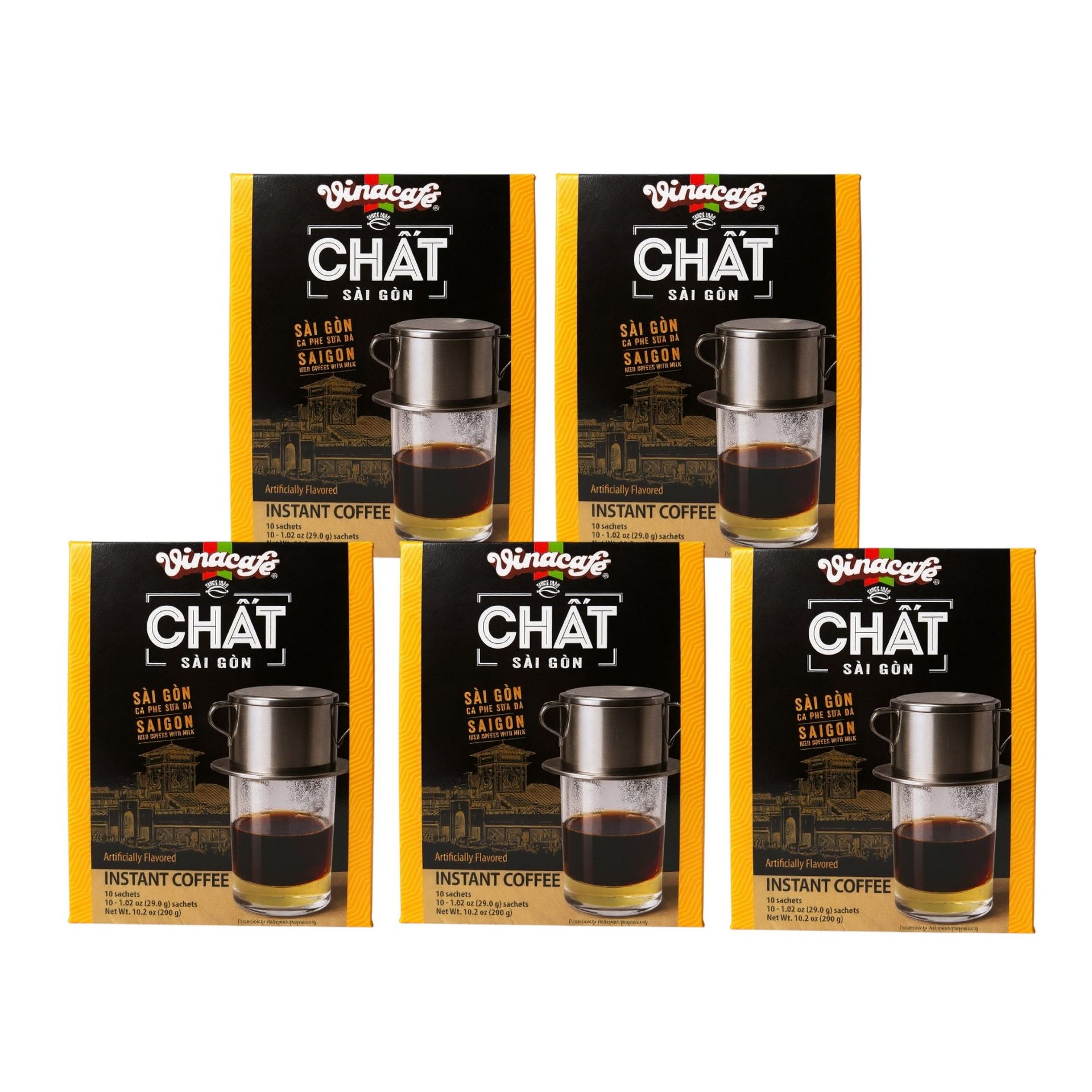 Vinacafe Chat Saigon Instant Coffee Combo 5 Boxes 50 count