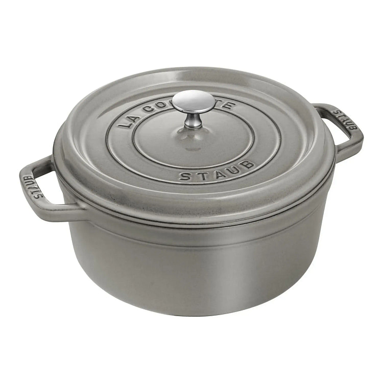 STAUB Cast Iron 4-qt Round Cocotte 4-qt / Graphite grey