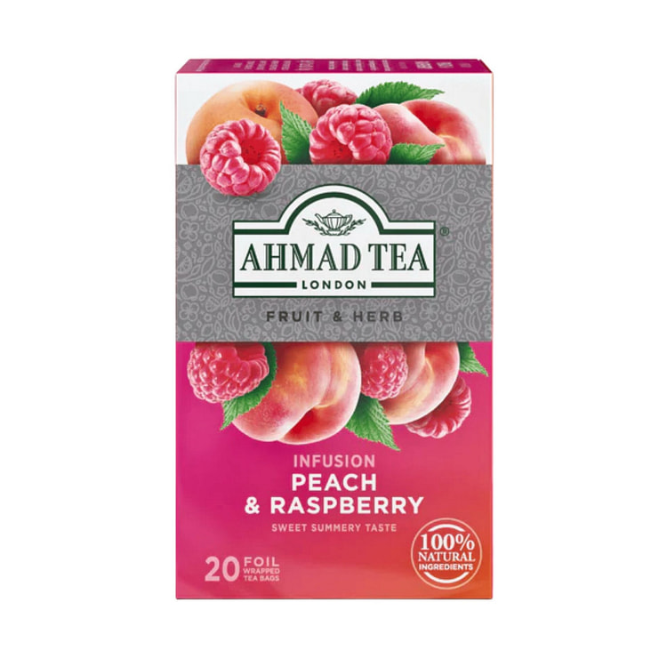 AHMAD TEA - Peach & Raspberry Herbal (20 Tea Bags)