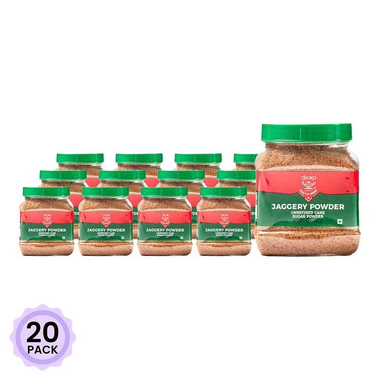 Deep Jaggery Powder (Unrefined Cane Sugar Powder) 1 lb*20 pack
