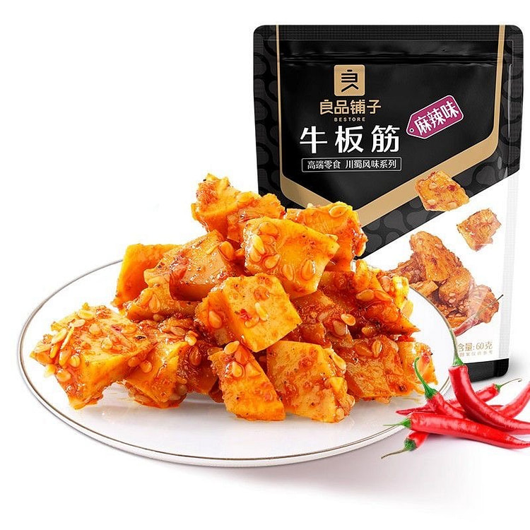 良品铺子麻辣味牛板筋卤味四川特产香辣解馋休闲零食 60 克