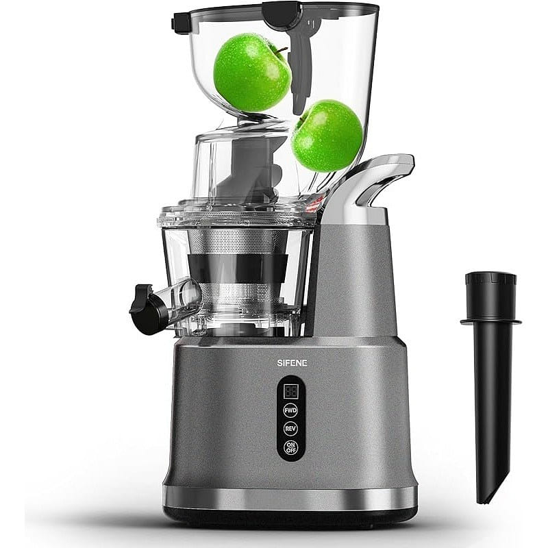 SIFENE 200W Cold Press Juicer Machine, 83mm Wide Mouth for Whole Fruit, Gray 1 count