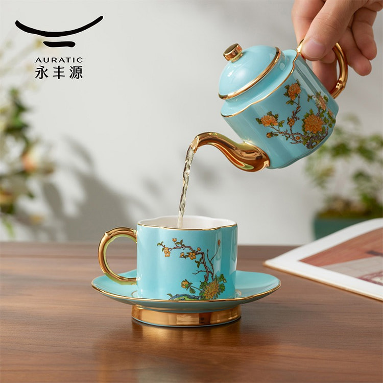 永丰源夫人瓷西湖蓝4头茶具 1 盒