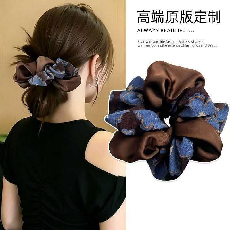 Retro Blue Hair Scrunchie 1 Pc 1 each