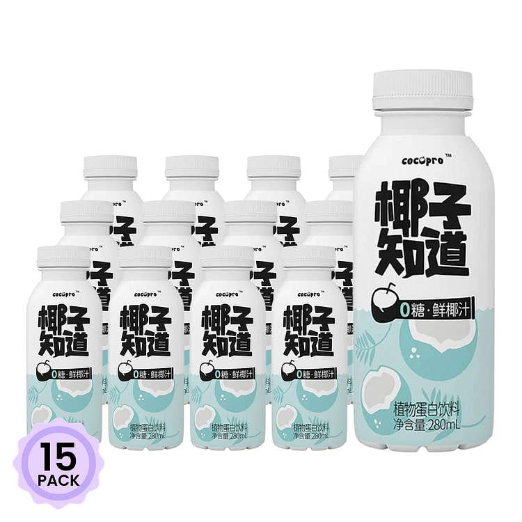 椰子知道 0糖 鲜椰汁 280 毫升*15 包