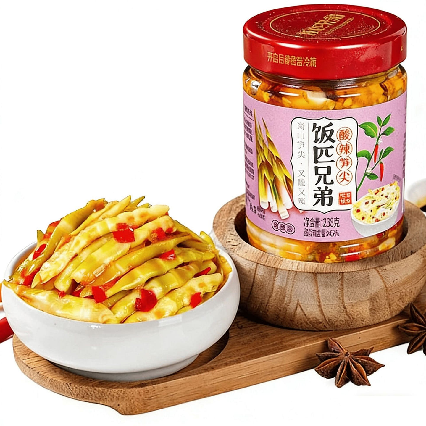 饭匹兄弟酸辣笋尖咸菜湖南特产剁椒笋丝嫩笋尖辣椒酱 238 克