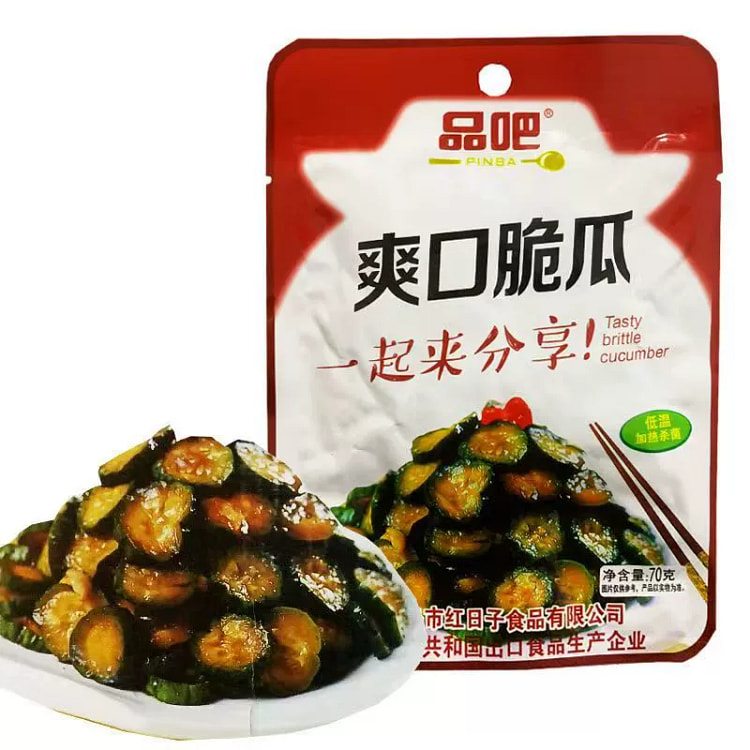品吧爽口黄瓜早餐下饭小咸菜方便即食70g*5
