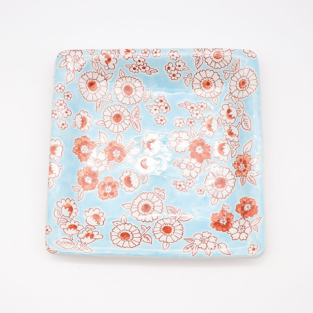 Kutani Ware Handmade Main Plate (Flower Shower, 7.48 x 7.48) Made in Japan 1 each