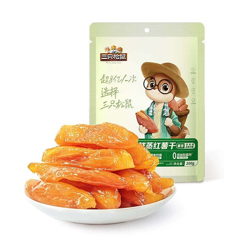Three Squirrels Steamed Sweet Potato Dried Meal Replacement Low Fat 200 g