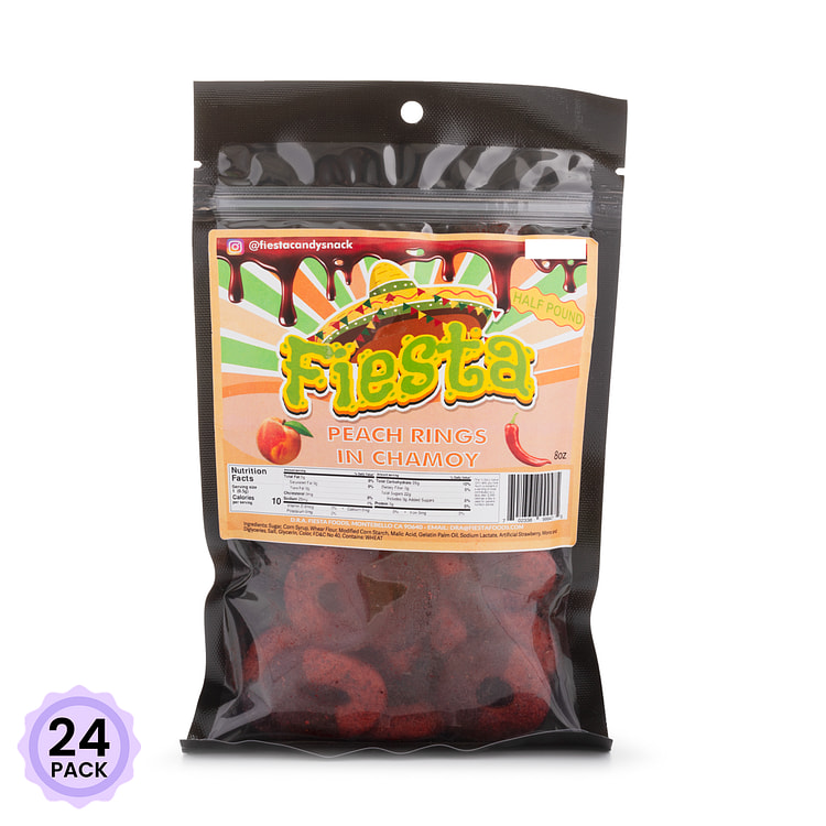 Fiesta Peach Rings in Chamoy 墨西哥风味酸辣蜜桃糖 8 盎司*24 包