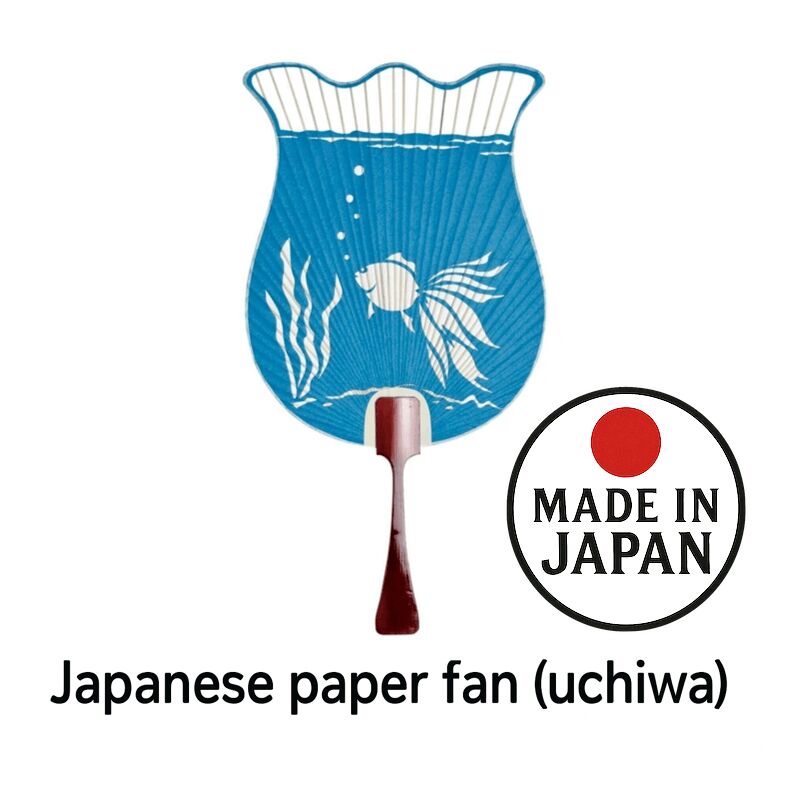 Japanese Paper Fan Suibae Goldfish Blue 1 Count 1 個