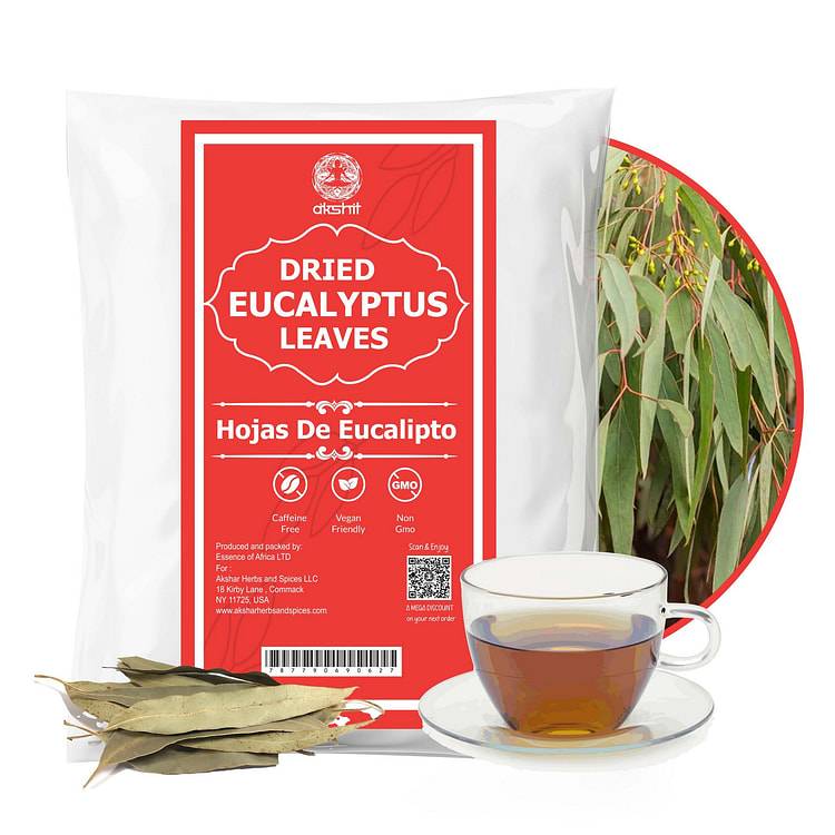 整片干桉树叶 2.6 盎司薄荷茶，用于呼吸系统
