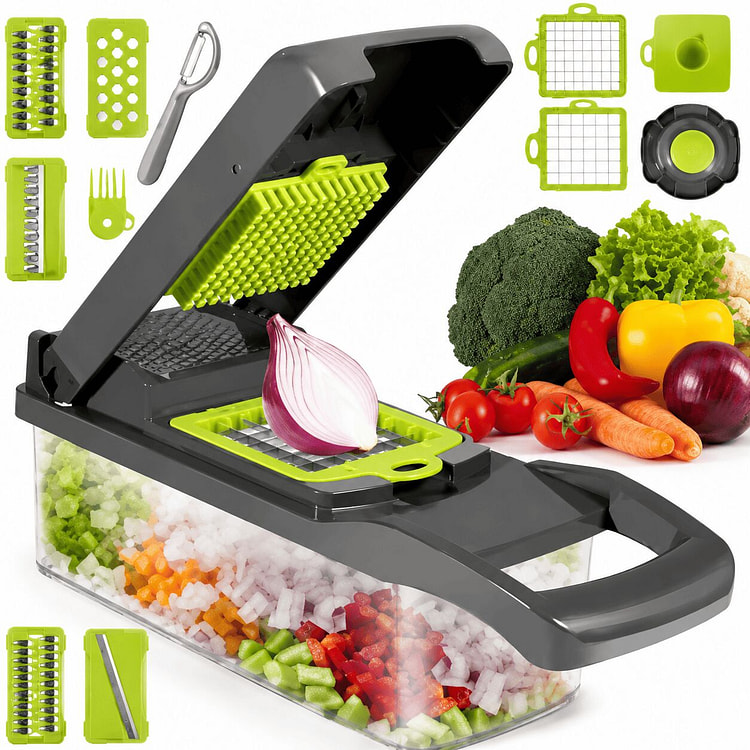 16-In-1 Vegetable Chopper With 8 Blades, Container 1 box