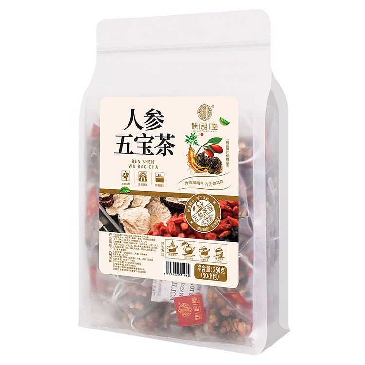 谯韵堂 人参五宝茶250g/袋  男人茶老公茶玛卡红枣枸杞养生茶