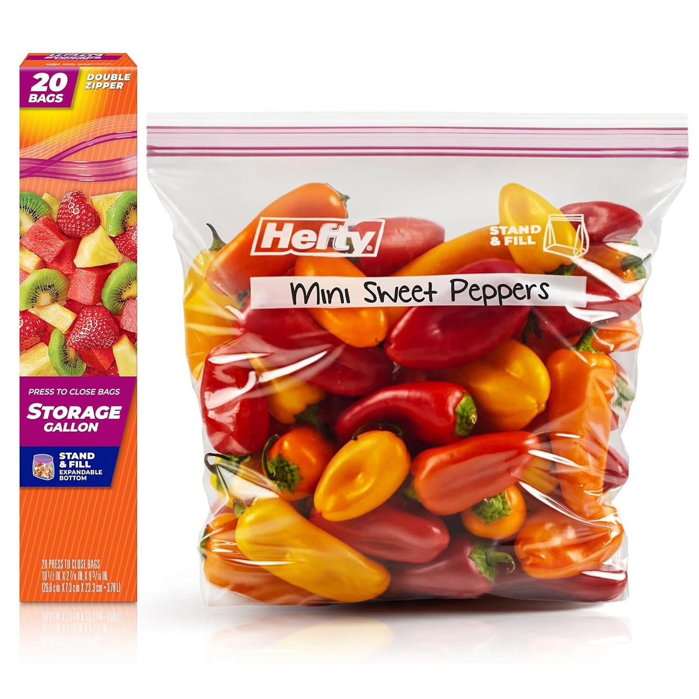 Press to Close Plastic Bags for Food Storage, 20 1 box