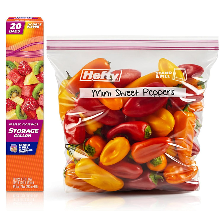 Press to Close Plastic Bags for Food Storage, 20 1 box