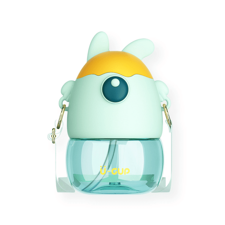 Summer Student Water Bottle Portable Strap Straw Water Bottle Bunny Cup Mint 450 ml