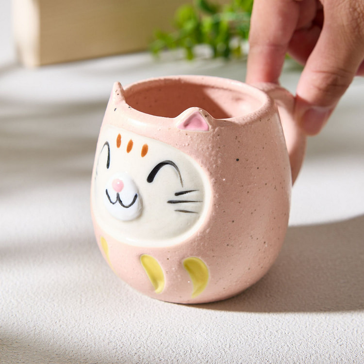 Daruma Cat Mug - Pink
