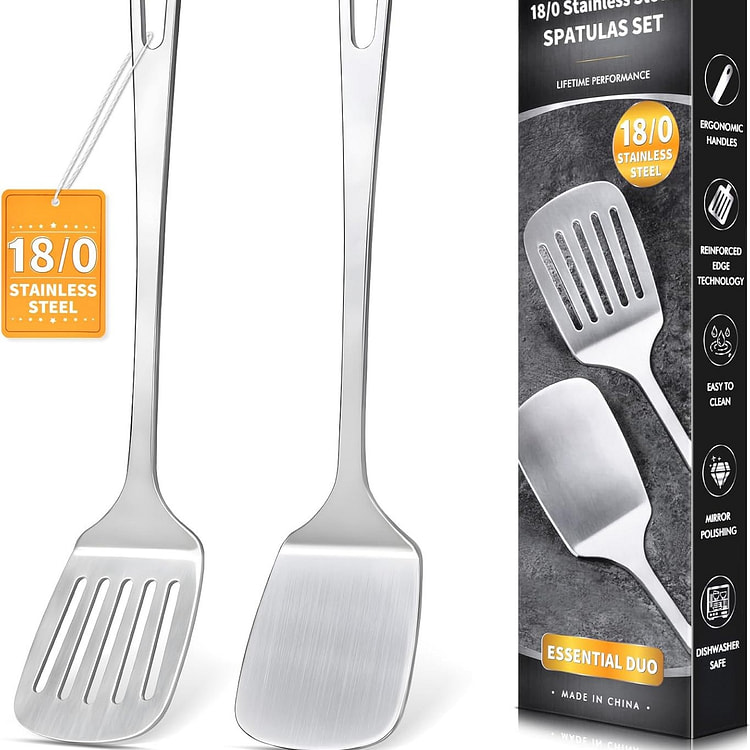 2 Pcs Stainless Steel Spatulas Set, Metal Spatula 1 count