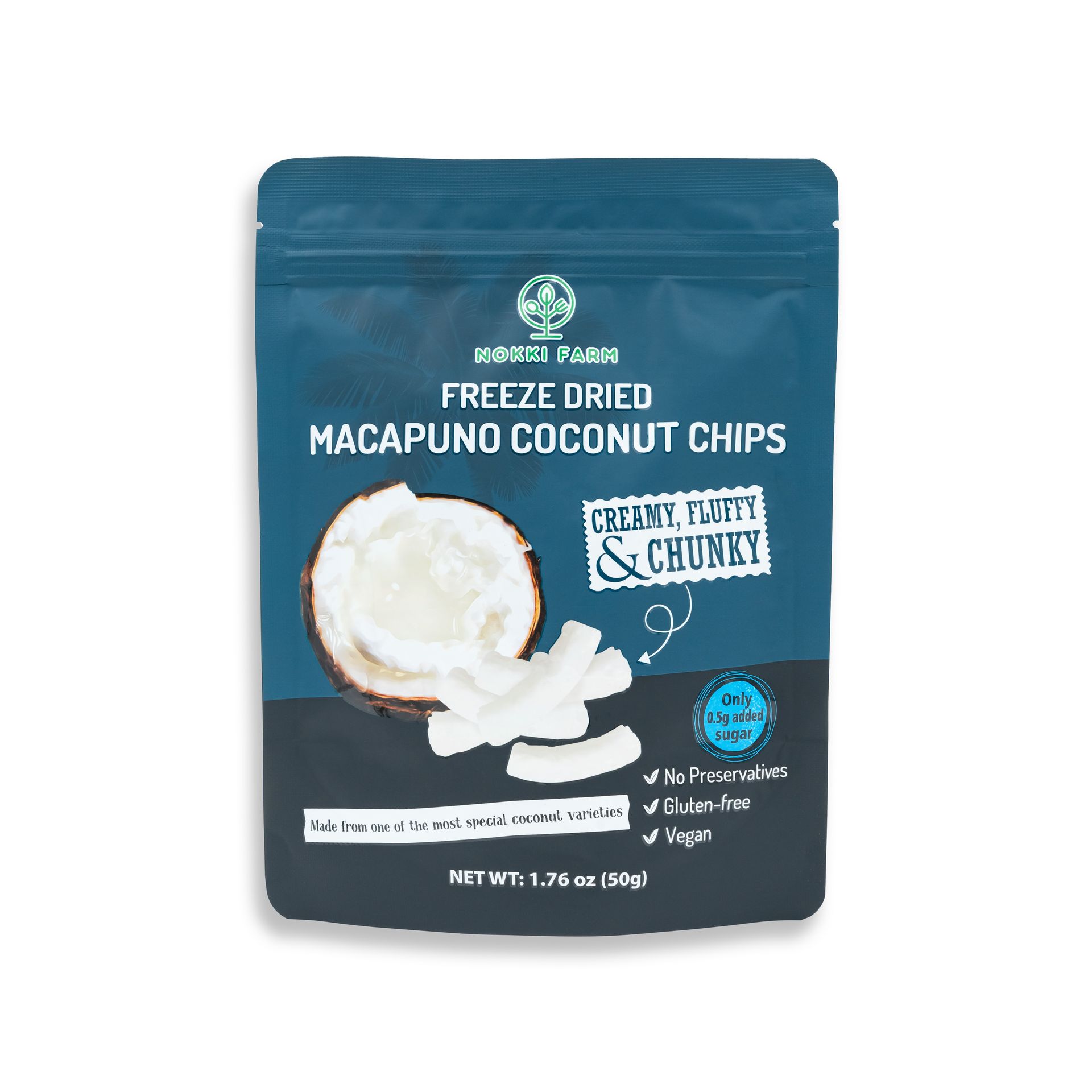NOKKI FARM Freeze-dried Macapuno Coconut Chips 50 グラム