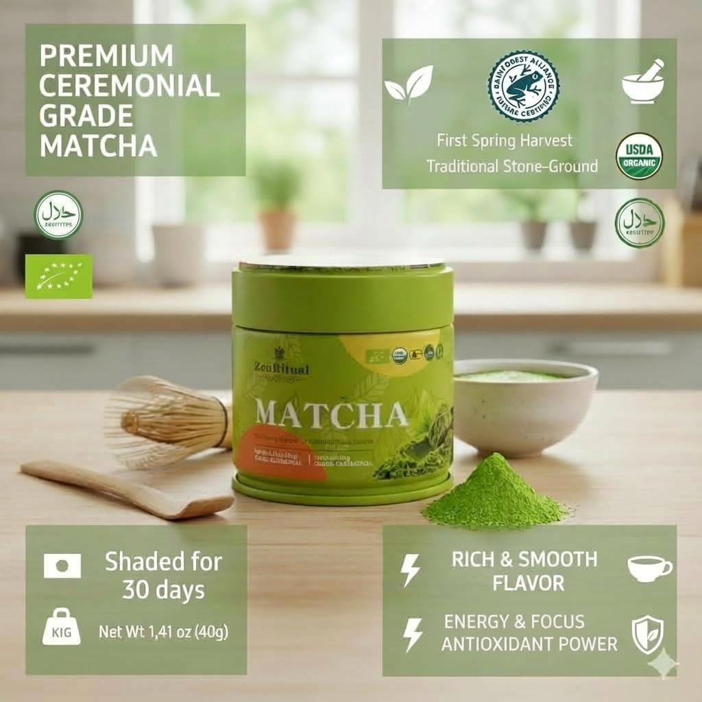 ZenRitual 拿鐵級有機抹茶粉40克罐裝17.99 罐- Weee!