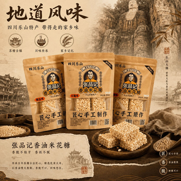 Zhang Pinji Original Flavor Sesame Oil Rice Candy 258 g