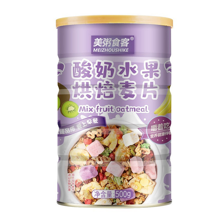 山东美粥食客酸奶水果烘焙麦片 500g 1 罐