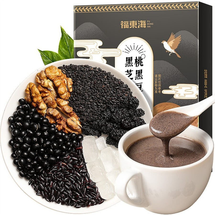 福东海 黑芝麻核桃黑豆粉 五谷杂粮即食冲饮早餐代餐粉茶 200g/盒 200 克
