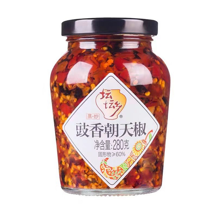 坛坛乡 豉香朝天椒280g*1瓶装家用湖南特产豆豉辣椒酱拌面拌饭