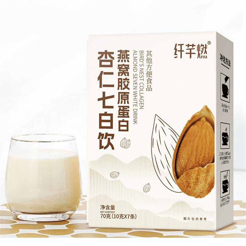 纤芊燃 燕窝胶原蛋白杏仁七白饮 代餐粉营养早餐【以白养白 素颜透亮】10g*7条 70 克