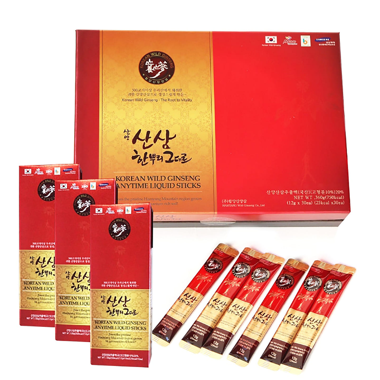 Wild Ginseng Anytime Liquid Sticks 30ea / Hamyang Korean Wild Ginseng (30 x 12g) 1 each