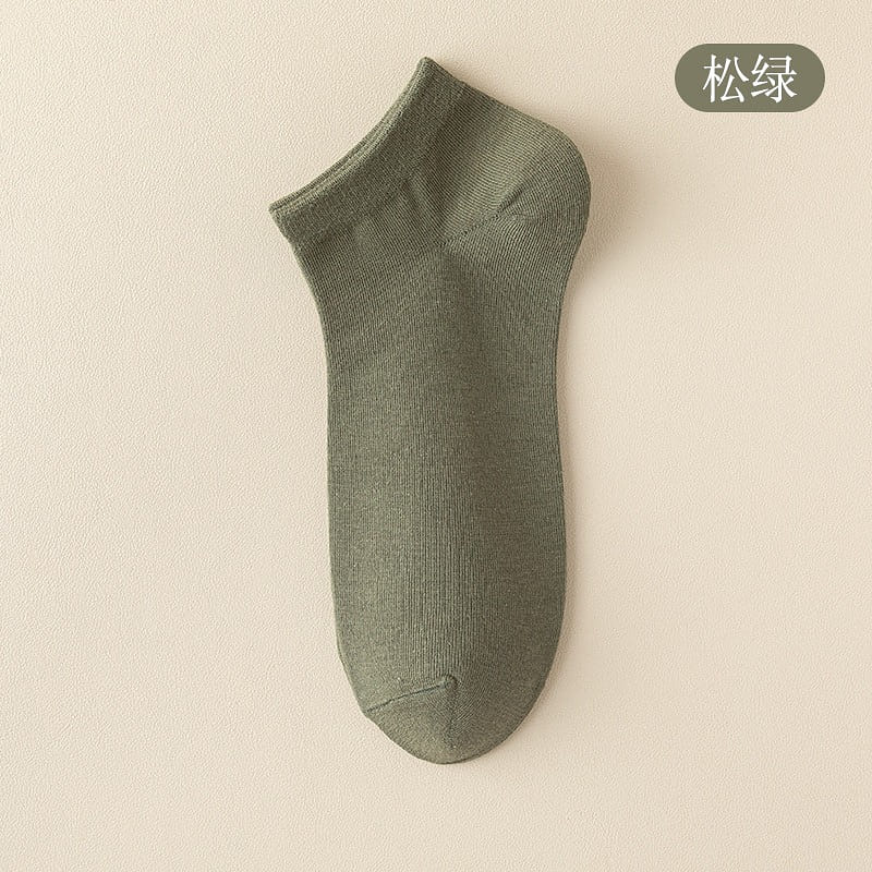 Short Socks Pine Green Solid Color Odor Resistant Sweat Absorbing Pack of 4 100 g