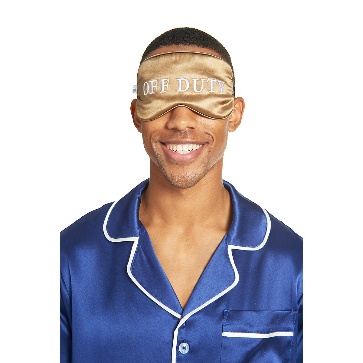 Beauty Silk Eye Mask with Velvet Band (19 Momme) Embroidered / Off Duty 1 each