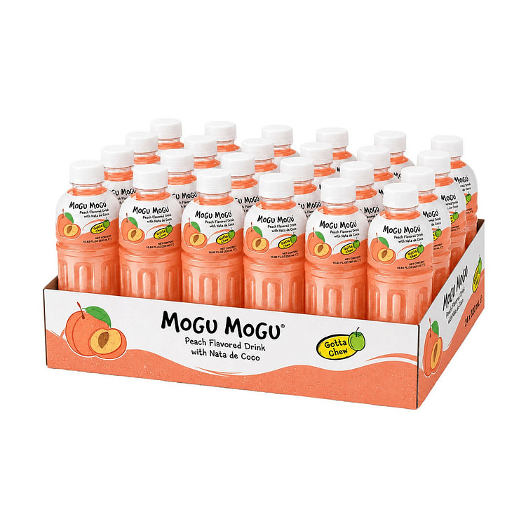 Mogu Mogu ピーチ味 ナタデココ入りドリンク - 10.8 oz 24 本