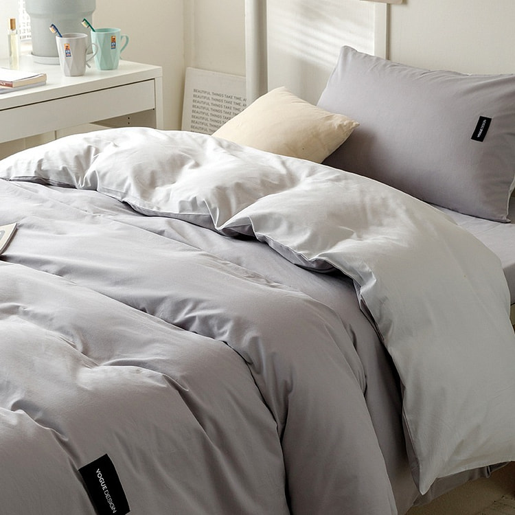 Solid Cotton Bedding Set Stone Gray+Grey Large 1 each