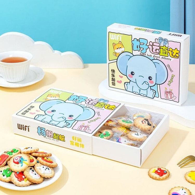 醉语阁圣诞饼干糖霜卡通裱花饼干100g*1盒 100 克