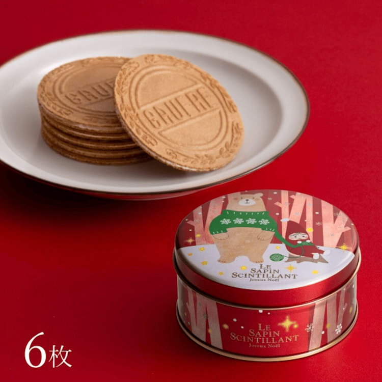 神户风月堂圣诞限定华夫饼 6片装 红罐 1 盒