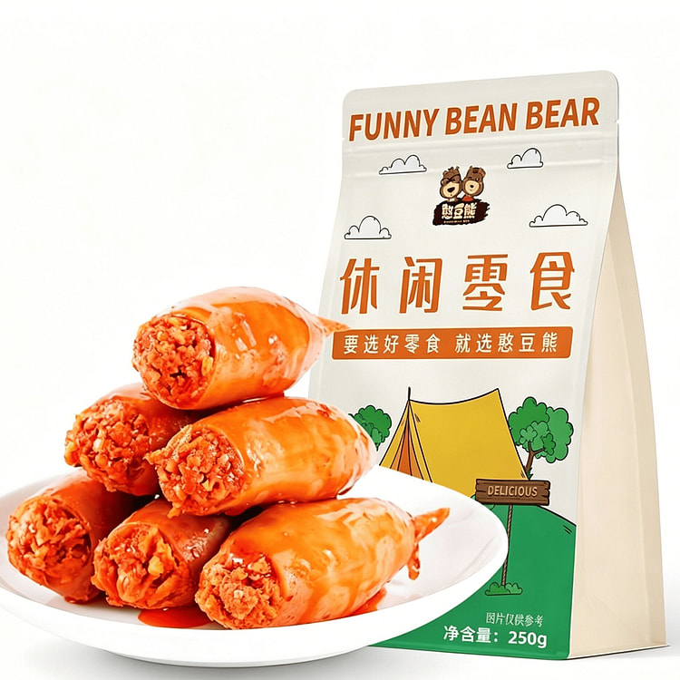 憨豆熊鱿鱼仔开袋即食海鲜零食香辣味250g 250 克