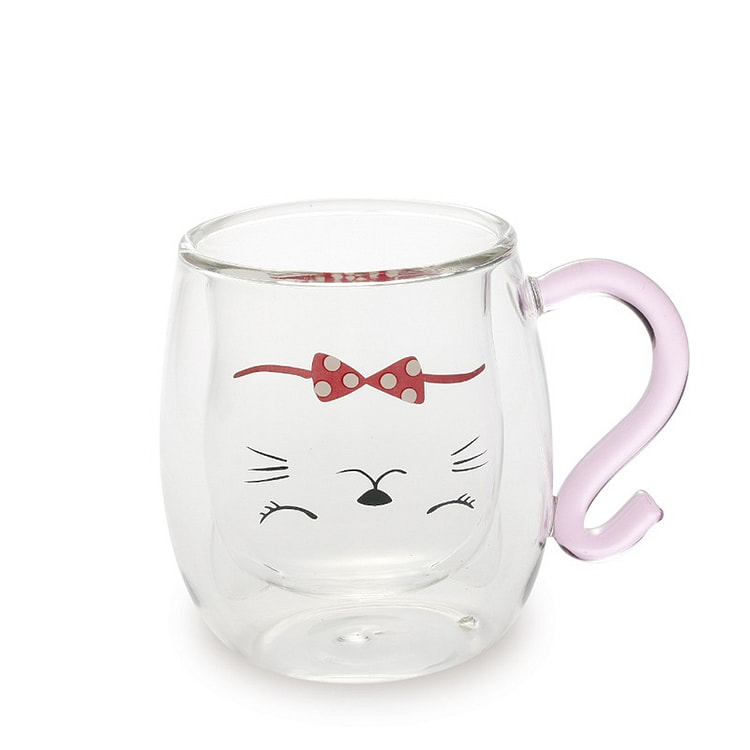 小茶野葛野 耐热双层害羞的猫杯 250ml