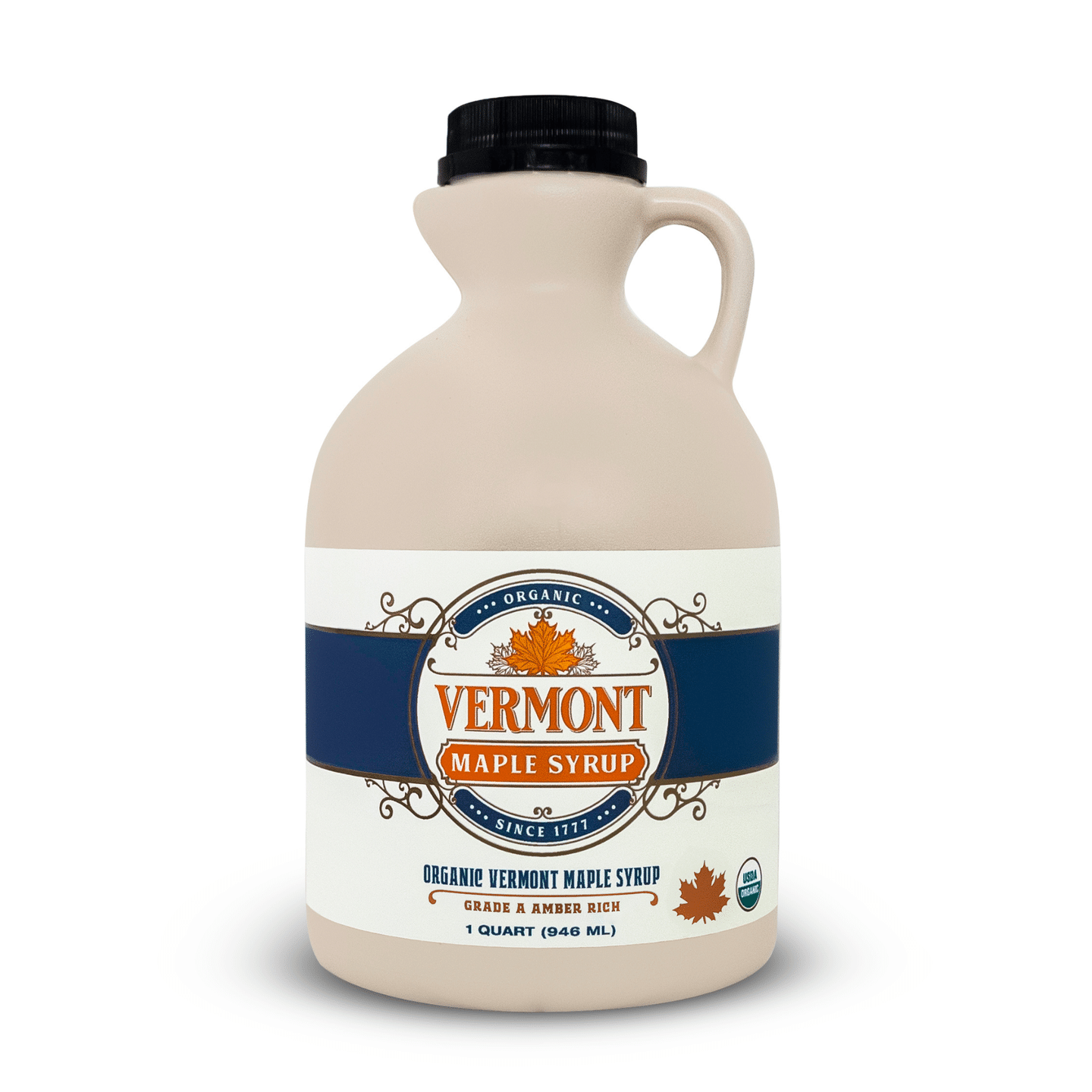 Amber Organic Vermont Maple Syrup – Jug 32 oz – quart / Single 47.58 oz