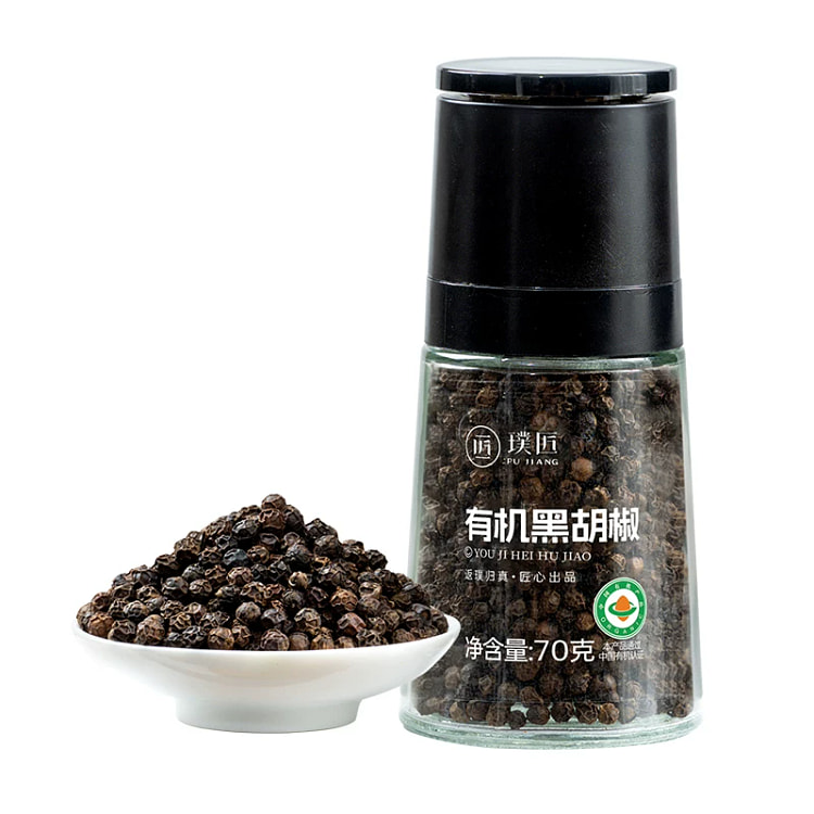璞匠有机黑胡椒颗粒带研磨器现磨海盐胡椒粉70g*1 70 克