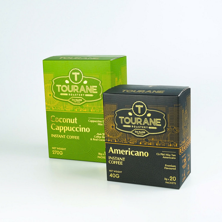 Combo 2 Hộp Cà Phê Hòa Tan  Nguyên Chất Americano + Cappuccino Dừa