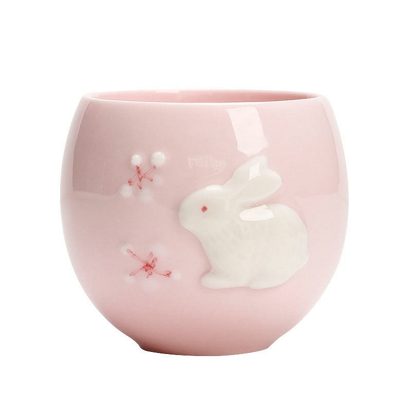 Rabbit Relief Ceramic Tea Cup- Pink Jade Rabbit Tea Cup Set Mid-Autumn 1 個