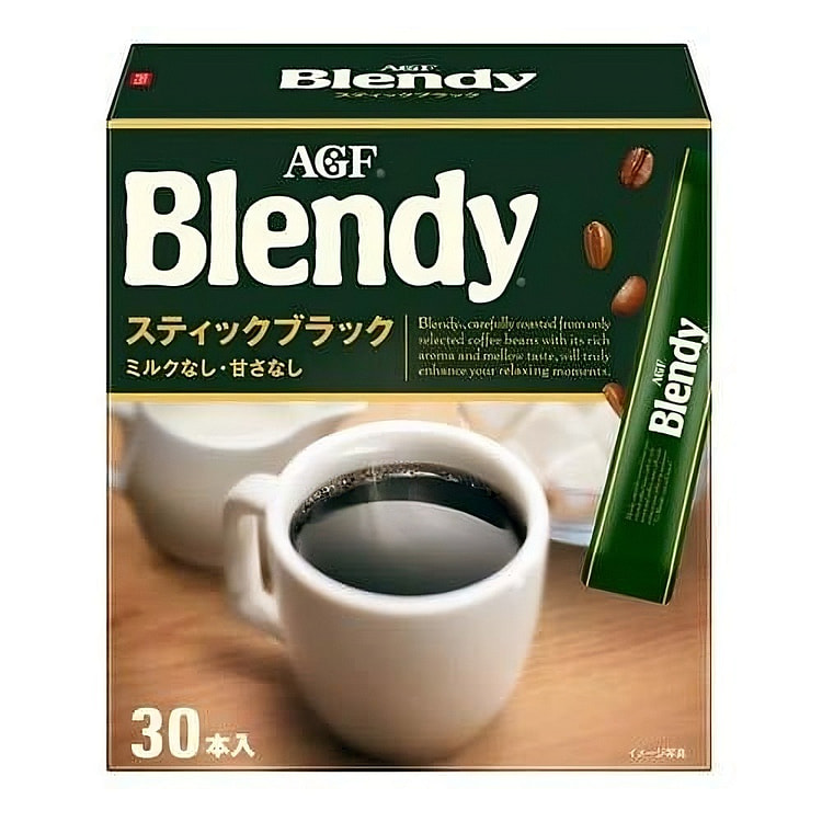 AGF Blendy Black Coffee Instant Sticks 30 count 30 count