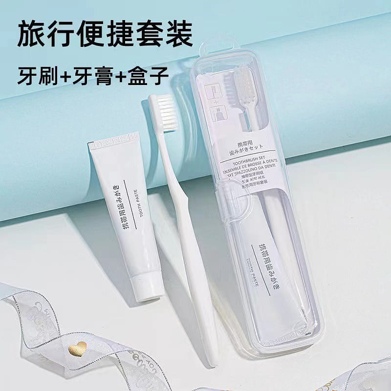 Portable Travel Toothbrush and Toothpaste Set 1 pack