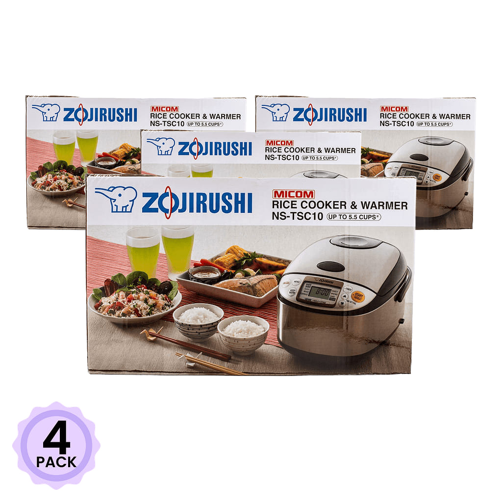 Zojirushi Micom Rice Cooker and Warmer 5.5 Cups, Stainless Brown NS-TSC10XJ 1 count*4 pack