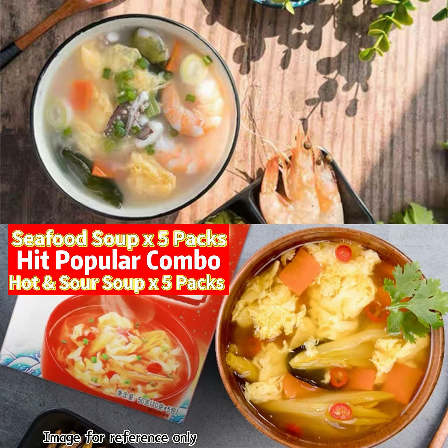Seafood Soup + Hot & Sour Soup (10 Packs) 1 each