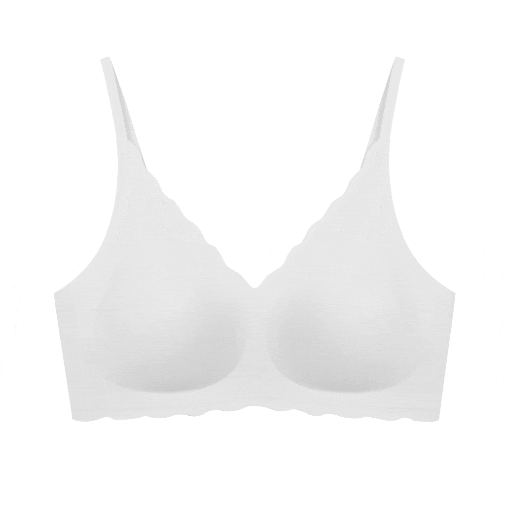 ubras Women’s Wireless For Work&Life Wavy-Edge Hook Bra White One size 1 each